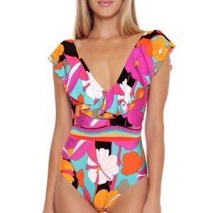 Trina Turk Gemini Ruffle One Piece, NWT, Size 10